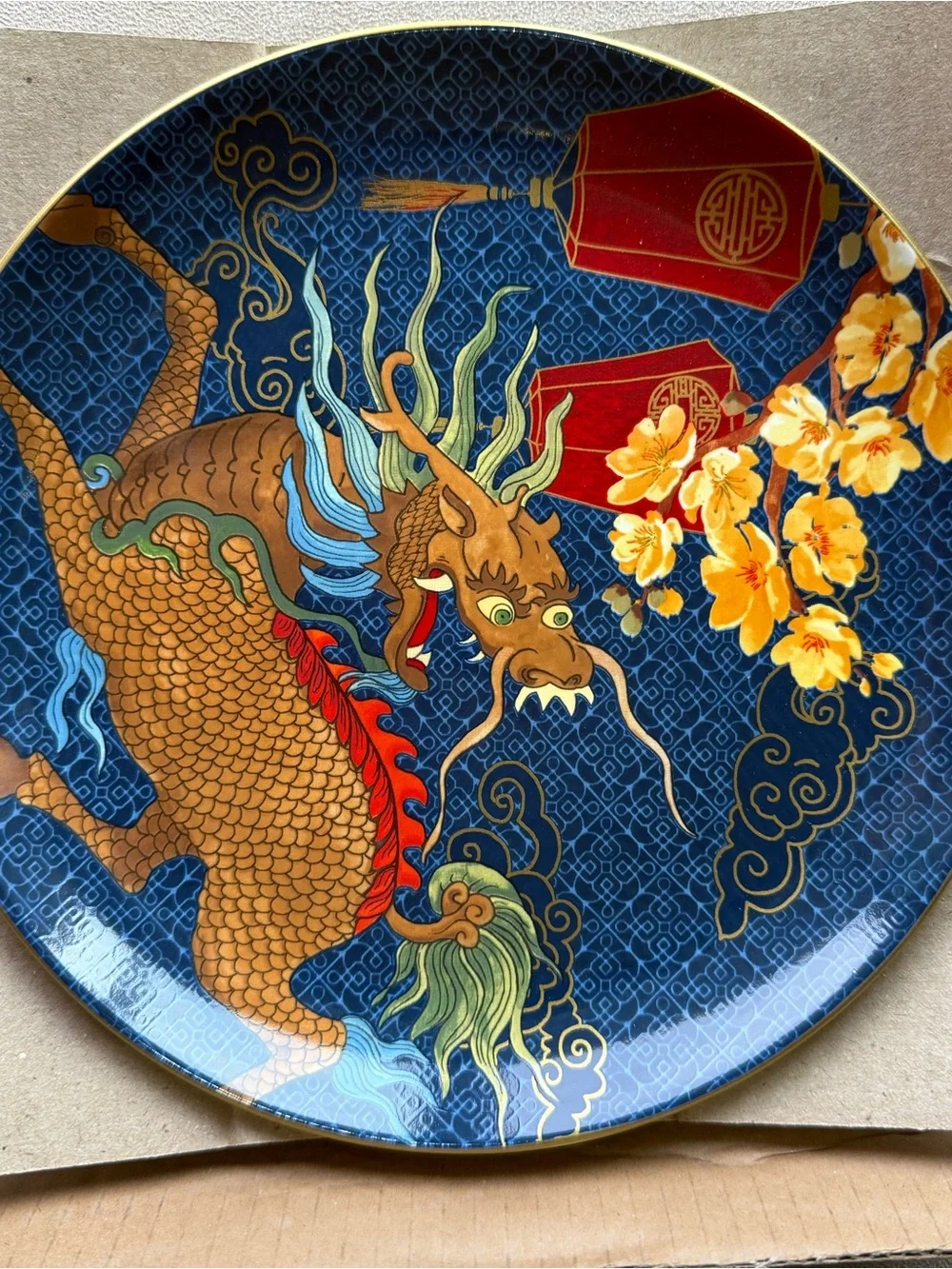 Williams Sonoma Lunar Salad Plates - Navy, Gold, Green, Red